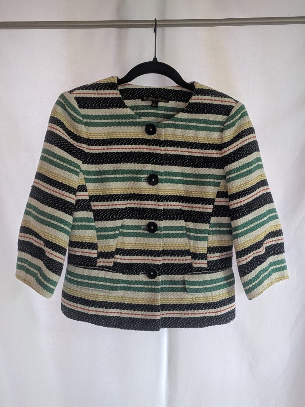 Brooks Brothers Striped Tweed Jacket | Colorful Cropped Blazer Size 4